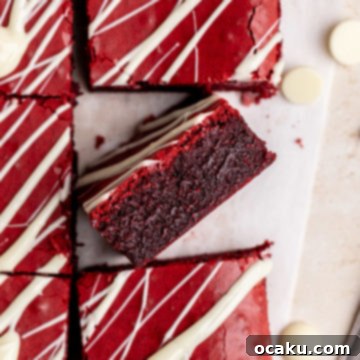 Decadent Red Velvet Brownies 9 Delicious Red Velvet Brownies with white chocolate drizzle