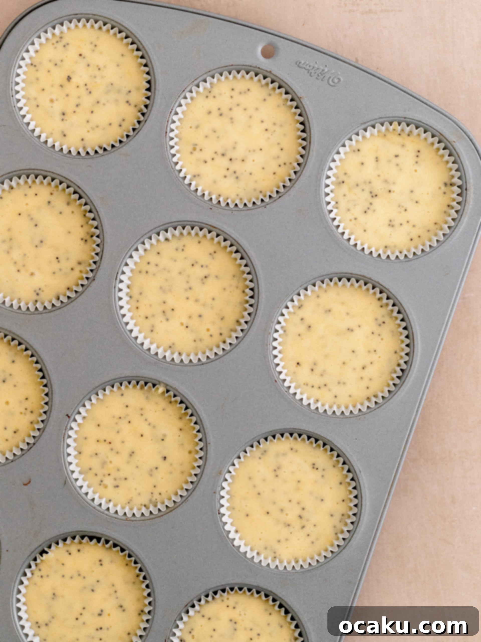 Zesty Lemon Poppy Seed Delights 8 Freshly baked lemon poppy seed cupcakes cooling on a wire rack
