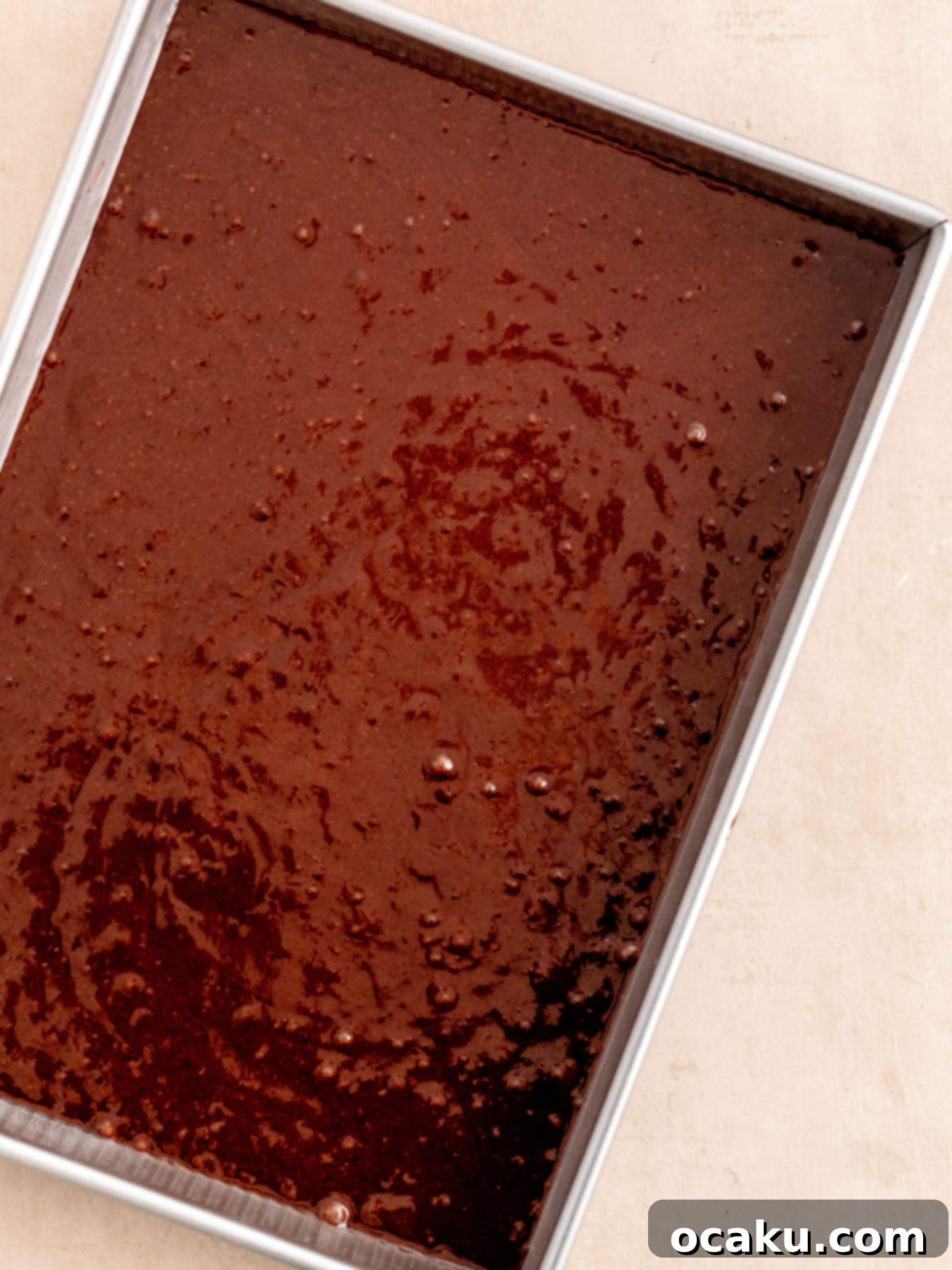 Blueberry Midnight Dream 6 Smooth chocolate cake batter ready for baking