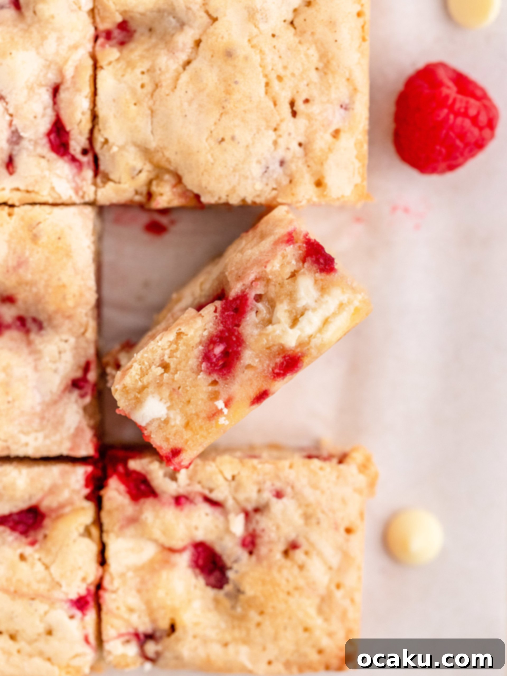 Stack of Raspberry and White Chocolate Blondies