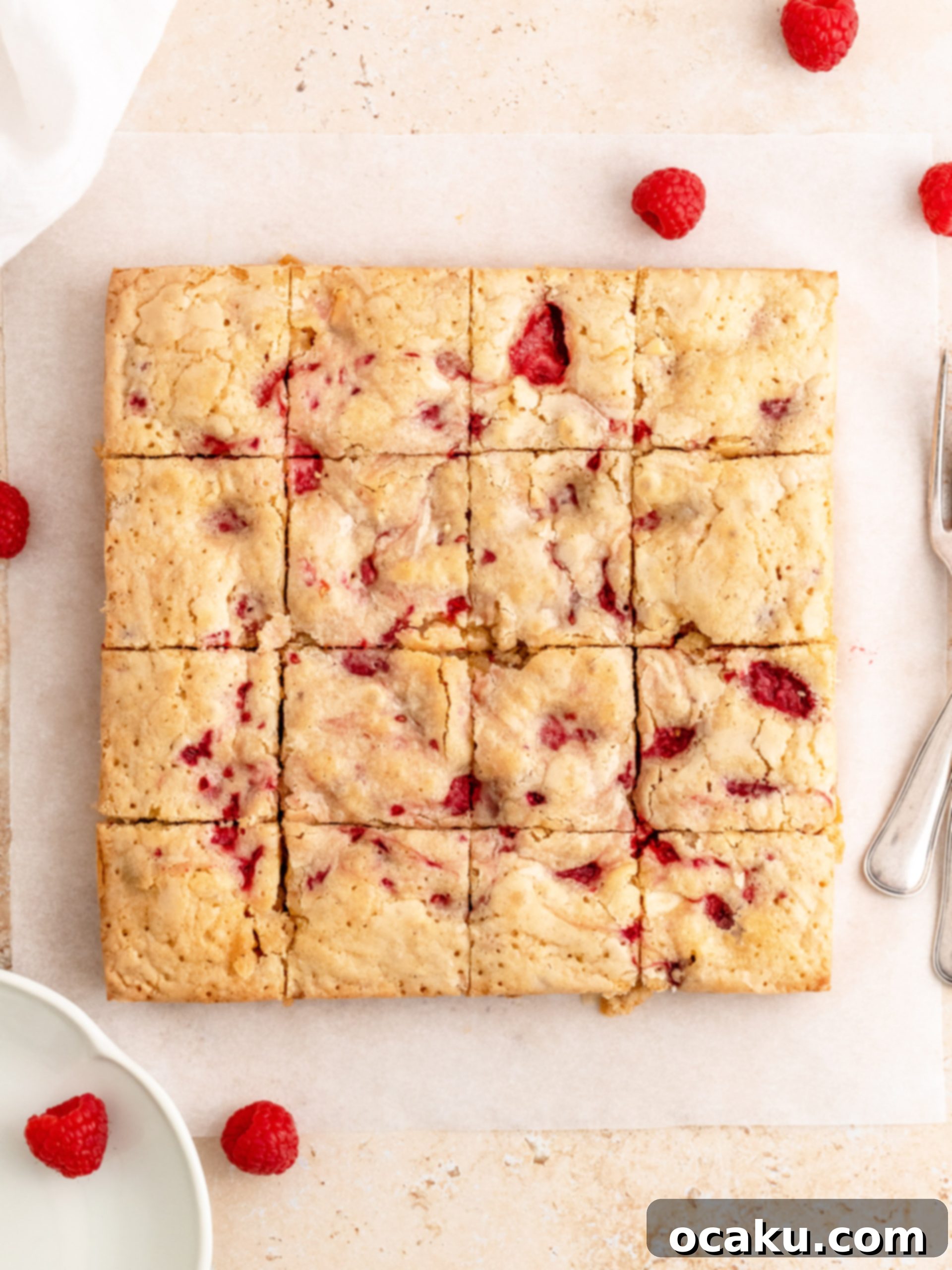 Final baked Raspberry and White Chocolate Blondies
