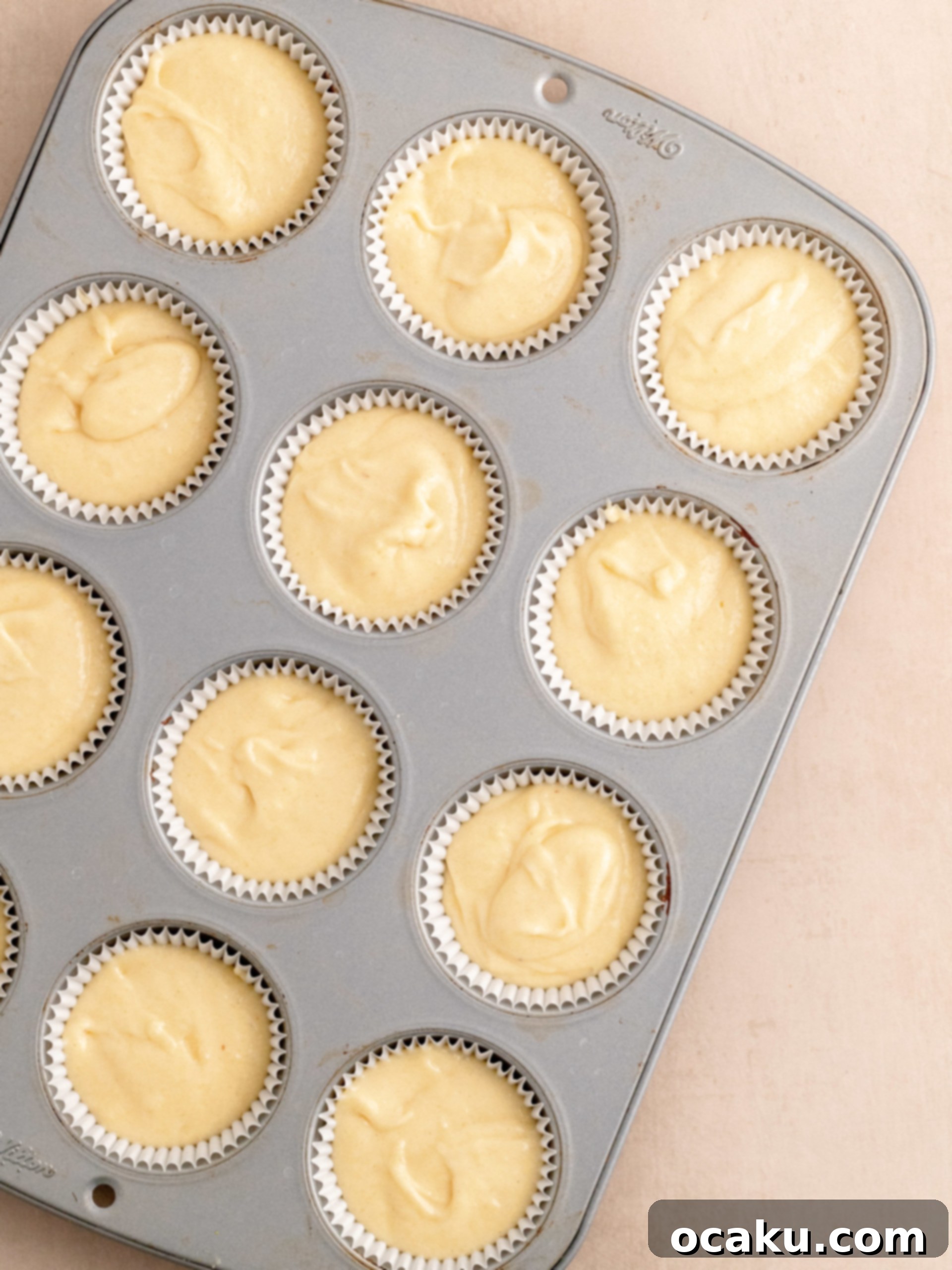 Almond Dream Cupcakes 8 cupcake batter filled into the cupcake tin