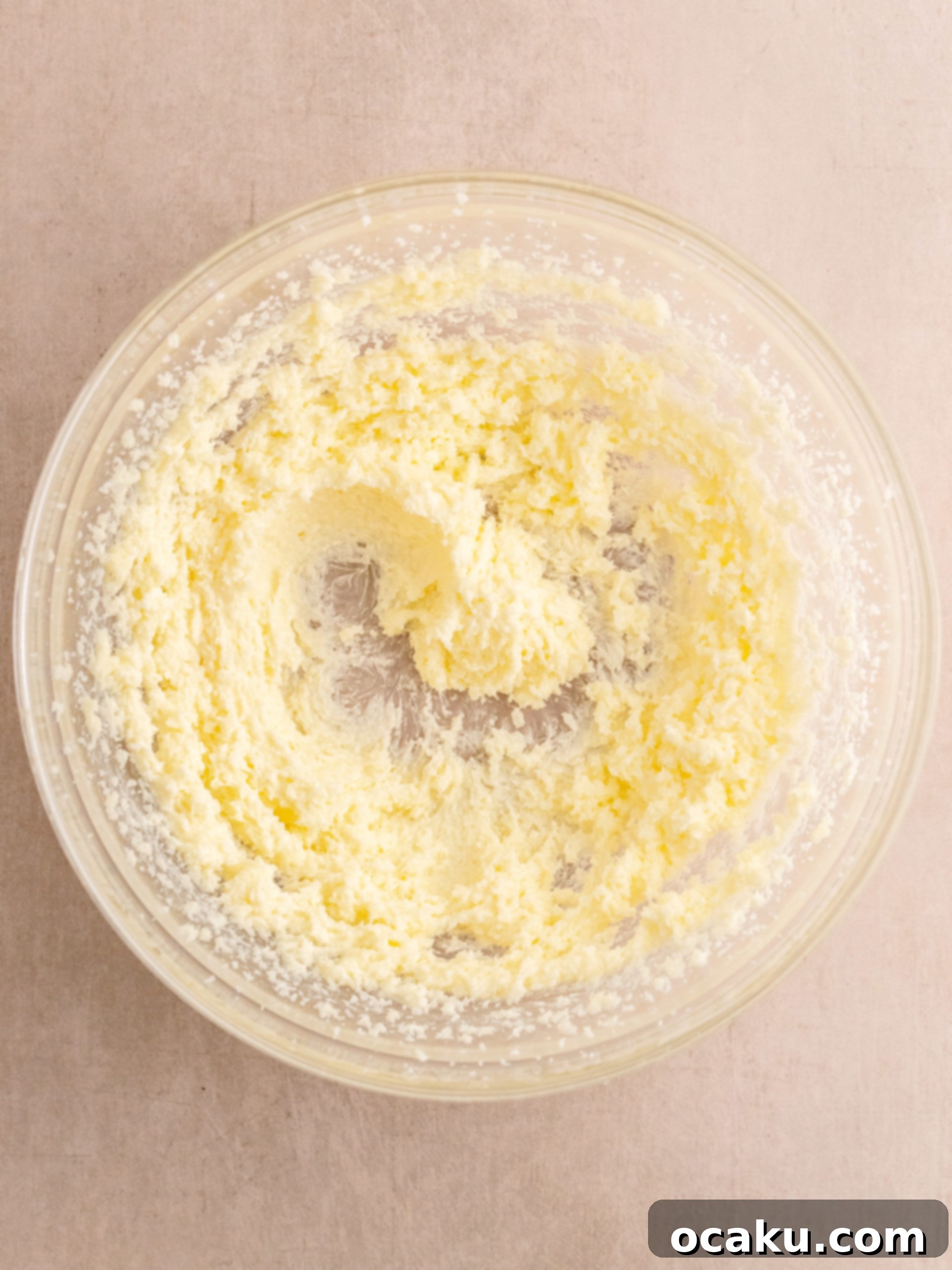 Mixing butter and sugar in a stand mixer.