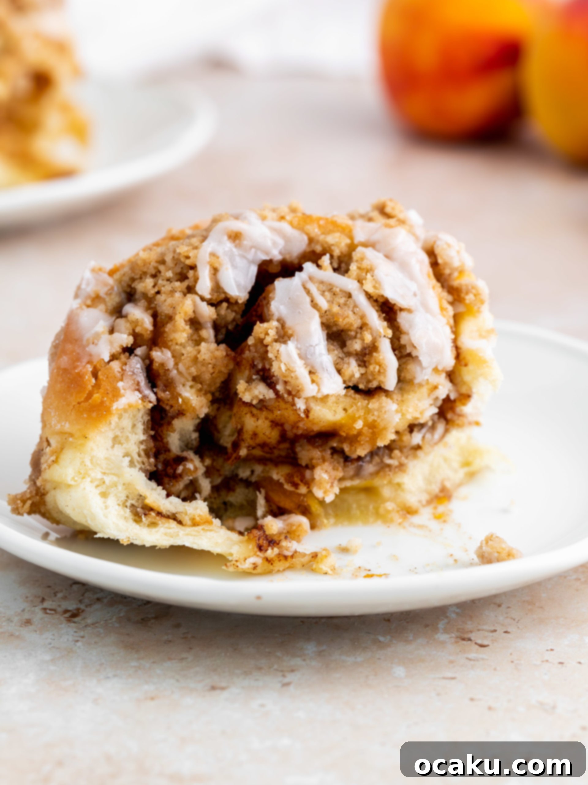 peach cobbler cinnamon rolls