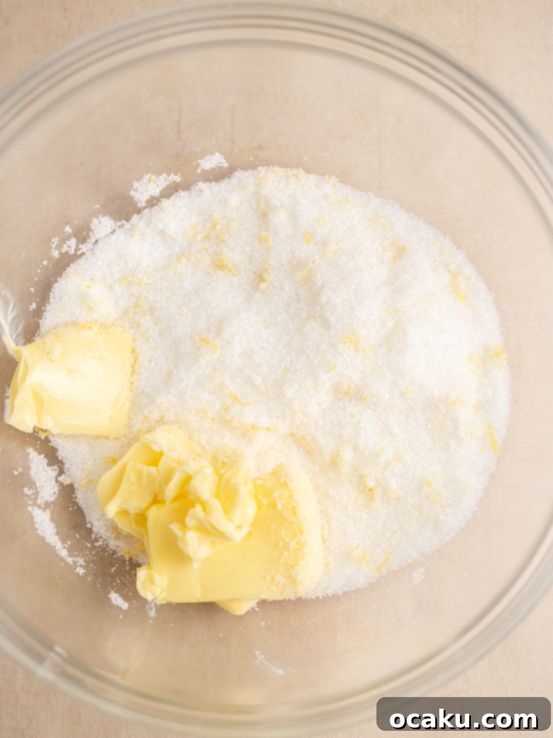 Mixing butter and sugar in a stand mixer