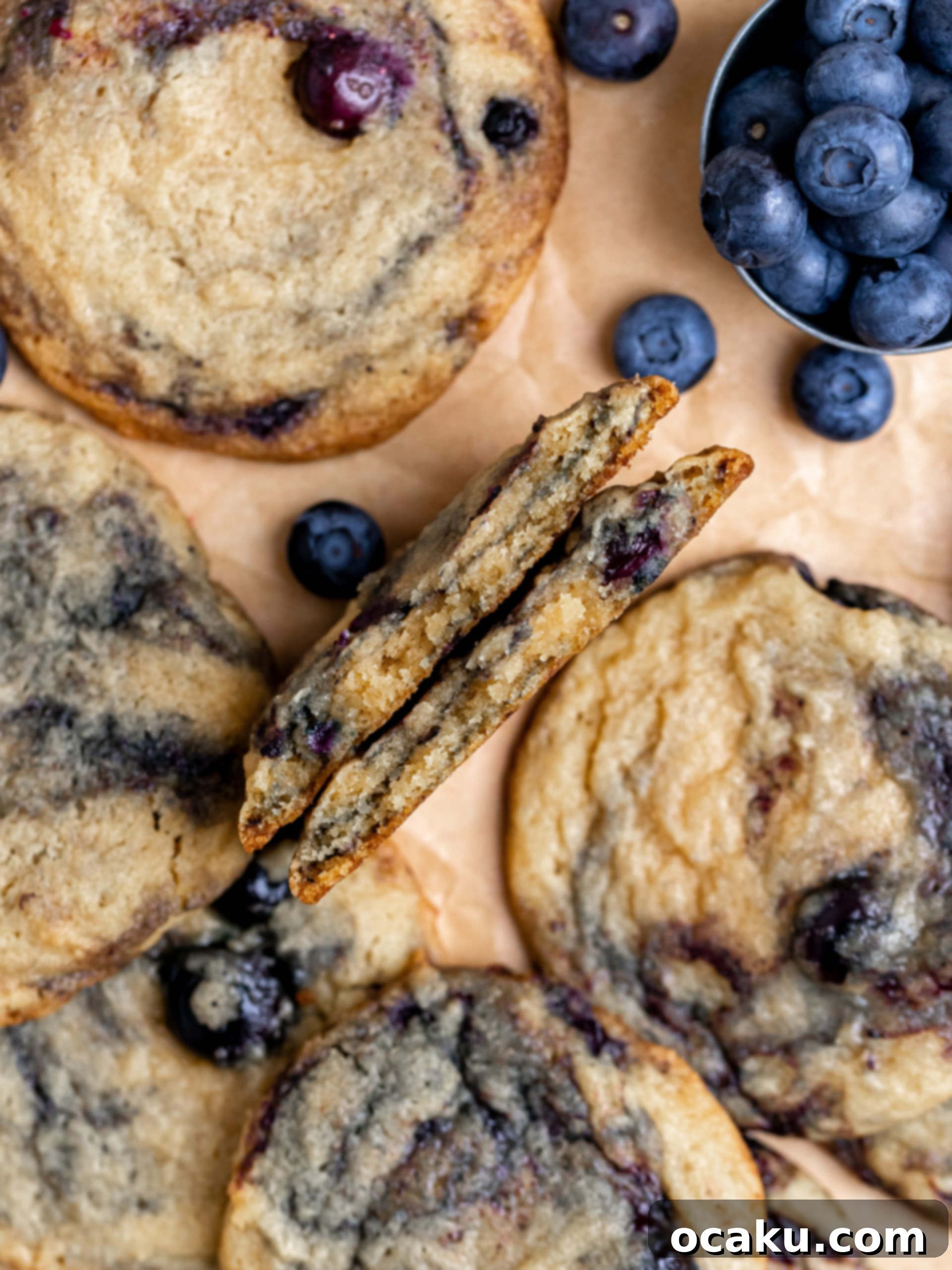 Berry Bliss Cookies 10 Freshly baked blueberry cookie with perfect round shape and golden edges.