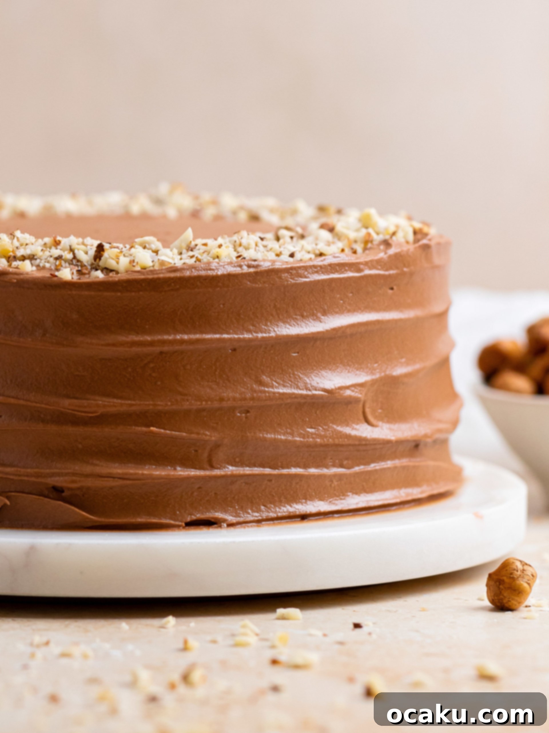 Decadent Nutella Cake 10 A close-up of the delicious Nutella chocolate cake, perfectly sliced.