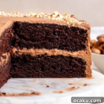 Decadent Nutella Cake 12 The ultimate Nutella Chocolate Layer Cake, perfectly frosted and decorated.