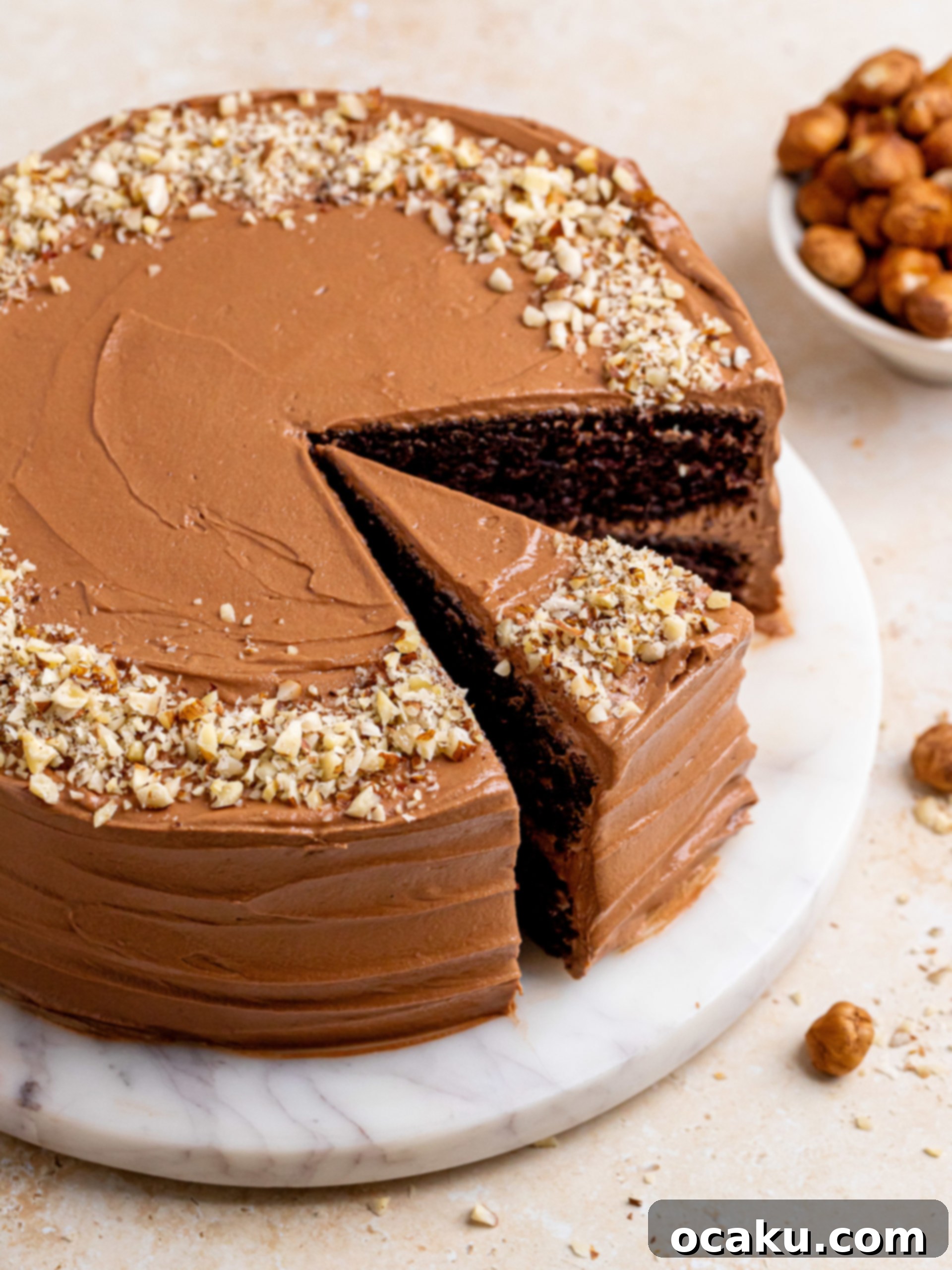 Aperol Spritz Cheesecake Two perfectly baked and cooled chocolate cake layers, ready for frosting.