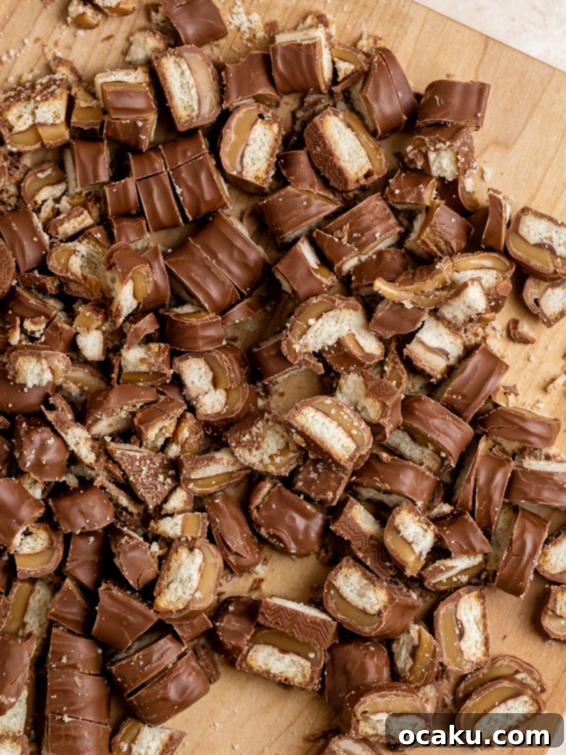 Twix Caramel Cheesecake 7 Step-by-step image showing granulated sugar being added to cream cheese in a mixer.