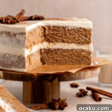 Close-up of a slice of Chai Cake