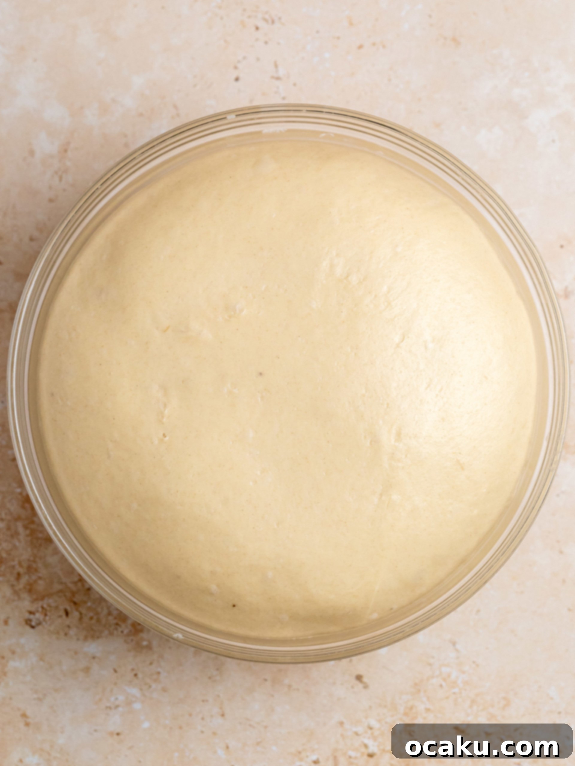 Smooth, elastic brioche dough after kneading.