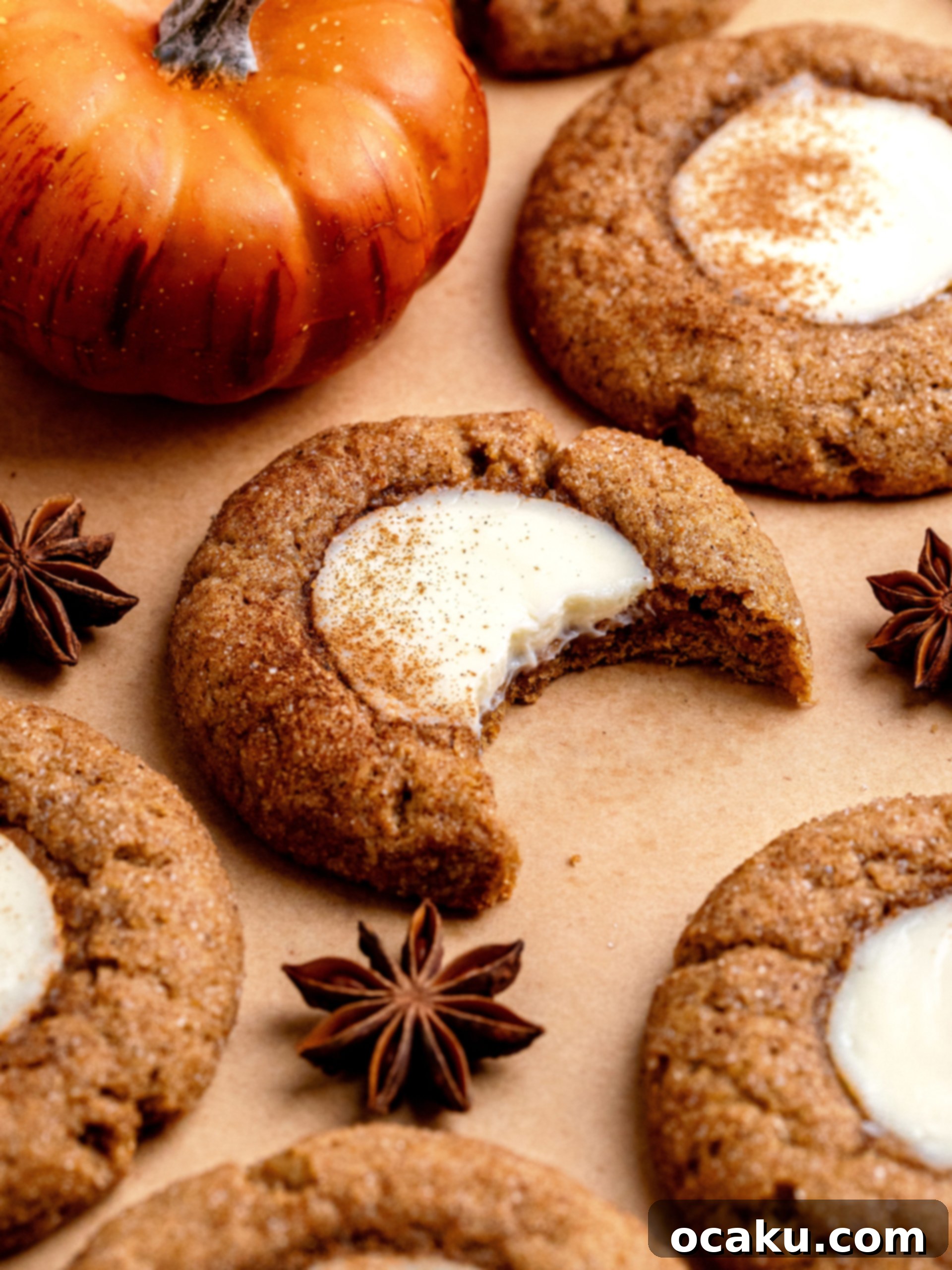 Plate of perfectly baked pumpkin cheesecake cookies, ready to be served.